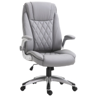 Vinsetto High Back 360° Swivel Ergonomic Home Office Chair with Flip Up Arms, Faux Leather Computer Desk Rocking Chair, Gray