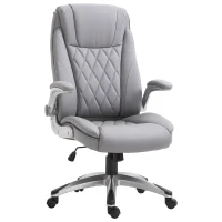 Vinsetto High Back 360° Swivel Ergonomic Home Office Chair with Flip Up Arms, Faux Leather Computer Desk Rocking Chair, Gray(m-1)