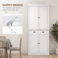 HOMCOM 72.5" Kitchen Cabinet, Pantry Storage Cabinet with Doors and Shelves, Freestanding Food Pantry Cabinet, White Wood Grain(m-6)