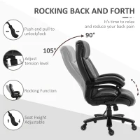 Vinsetto Big and Tall Office Chair, 400 lbs, Executive Comfy Computer Chair with PU Leather, Swivel Wheels, Black(m-6)