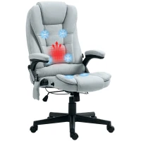Vinsetto 6 Point Vibrating Massage Office Chair with Heat, Linen High Back Massage Desk Chair with Reclining Backrest, Light Gray(m-11)