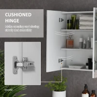 kleankin Bathroom Mirror Cabinet with Light, Bathroom Storage Cupboard with USB Charge, Adjustable Shelf, 35.5"W x 25.5"H, White(m-7)