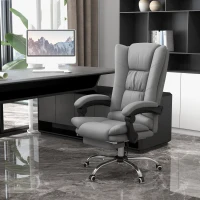 Vinsetto PU Leather Executive Massage Office Chair with 4 Vibration, Computer Desk Chair, Heated Reclining Chair with Adjustable Height, Swivel Wheels, Gray(m-10)