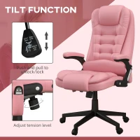 HOMCOM Massage Office Chair, Heated Reclining Computer Chair with 6 Vibration Points, Armrest and Remote, Pink(m-5)