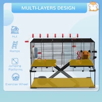 PawHut 31" Hamster Cage with Tube and Tunnel, Deep Glass Bottom(m-5)