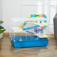 PawHut 31" Extra Large Hamster Cage with Tubes and Tunnels, 4 Tier Small Animal Cage with Portable Carry Handles, Rat Gerbil Cage with Water Bottle, Food Dish, Exercise Wheel(m-2)