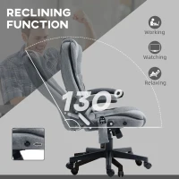 HOMCOM 6 Point Vibrating Massage Office Chair with Heat, Linen High Back Massage Desk Chair with Reclining Backrest, Gray(m-6)