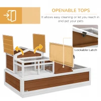 PawHut 3-Room Tortoise Habitat House w/ Balcony & 2 Stories, 44" x 25.5" x 25", Coffee(m-5)