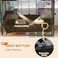 PawHut Small Animal Cage for Syrian Hamster, Gerbil Cage with Tubing System, Running Wheel, Ramps, Platforms(m-6)