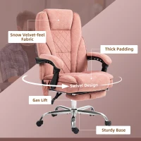 Vinsetto Massage Office Chair, Heated Reclining Computer Chair with Adjustable Height and Footrest, Pink(m-7)