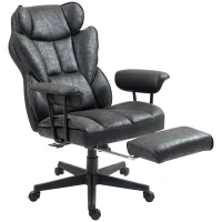 HOMCOM 396lbs. Big and Tall Office Chair, Massage Office Chair with Footrest, Lumbar Support & Reclining Function, Black(m-1)