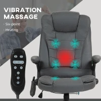 Vinsetto 6 Point Vibrating Massage Office Chair with Heat, Microfiber Massage Desk Chair with Reclining Backrest, Dark Gray(m-4)