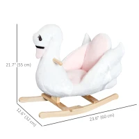 Qaba Soft Warm Kids Rocking Horse Child Plush Ride On Toy Swan Style Playtime with Lullaby Song White(m-3)