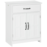 kleankin Bathroom Storage Cabinet, Modern Bathroom Cabinet with 2 Doors, Storage Drawer & Adjustable Shelf, White