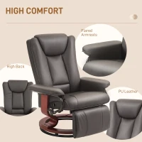 HOMCOM Modern RV Recliner Chair, PU Leather Swivel Recliner Armchair with Footrest for Living Room, Brown(m-7)