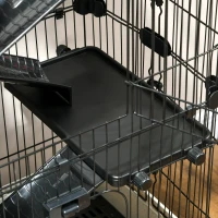 PawHut 32"L 6-Level Small Animal Cage Rabbit Hutch with Universal Lockable Wheels, Slide-out Tray for Bunny, Chinchillas, Ferret, Black(m-10)