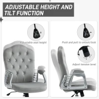 Vinsetto Velvet Office Chair Desk Chair with 360 Degree Swivel Wheels Adjustable Height Tilt Function Light Gray(m-5)
