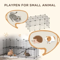 PawHut 36 Panels Small Animal Playpen with Door, DIY C & C Cage for Guinea Pigs with Ramp, Portable Metal Wire Yard for Rabbit, Hedgehogs, 14 x 14 in(m-5)