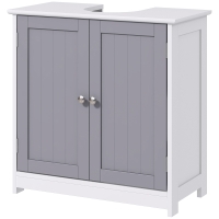 kleankin Bathroom Vanities, Bathroom Sink Cabinets with U-Shape Cut-Out and Adjustable Internal Shelf, White and Gray
