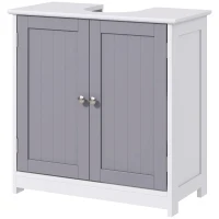 kleankin Bathroom Vanities, Bathroom Sink Cabinets with U-Shape Cut-Out and Adjustable Internal Shelf, White and Gray(m-1)