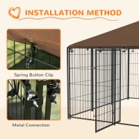 PawHut 6.9' x 6.9' x 5' Outdoor Dog Kennel with Canopy Garden Playpen Fence Crate Enclosure Cage Rotating Bowl, Coffee(m-7)