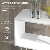 HOMCOM 5-Tiers Geometric Wooden Bookcase S-Shaped Storage Bookshelf Display with Metal Frame for Living Room, Bedroom, Home Office, White(m-5)