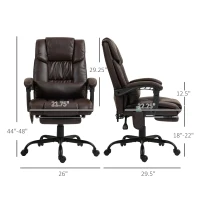 Vinsetto Massage Office Chair with 6 Vibrating Points, High Back Reclining Office Chair with Footrest and Remote, Brown(m-3)