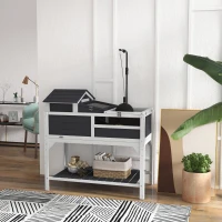 PawHut Tortoise Enclosure Tortoise House w/ Adjustable Lamp Holder, Storage Shelf, Removable Main House, Openable Lid, Gray(m-10)