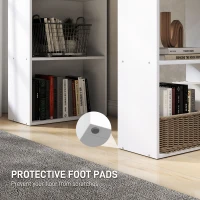 HOMCOM Computer Desk with 6-Tier Storage Shelves, Writing Desk Workstation with Bookshelf for Home Office, White(m-6)