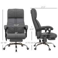 Vinsetto Executive Massage Office Chair with 4 Vibration, Computer Desk Chair, PU Leather Heated Reclining Chair with Adjustable Height, Swivel Wheels, Gray(m-3)