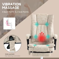 Vinsetto Massage Office Chair with 6 Points and Heat, Reclining Computer Chair with Adjustable Height and Footrest, Cream White(m-7)
