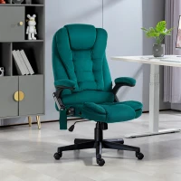 Vinsetto 6 Point Executive Office Chair with Heat, Velvet High Back Vibrating Massage Office Chair, Dark Green(m-10)