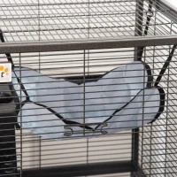 PawHut Metal Small Animal Cage Rolling Big Ferret Cage, Chinchilla Cage, Sugar Glider Cage, with Hammock & 4 Tiers, Removable Tray, Gray(m-10)