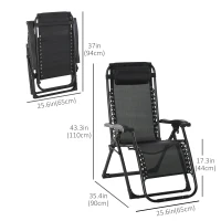 Outsunny Reclining Zero Gravity Chair with Adjustable Backrest, Folding Garden Sun Lounger with Removable Cushion and Headrest, Wine Red(m-3)