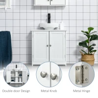 kleankin Bathroom Vanities, Bathroom Sink Cabinets with U-Shape Cut-Out and Adjustable Internal Shelf, White(m-7)