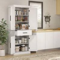 HOMCOM 72" Tall Kitchen Cabinet, Kitchen Pantry Cabinet with Barn Doors, Drawer, 5-Tier Shelf and Adjustable Shelves, White(m-10)