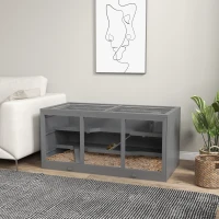 PawHut Extra Large Wooden Hamster Cage with Opening Roof, Hut, Ramps, Gray(m-10)