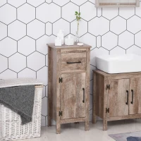 kleankin Bathroom Floor Cabinet Storage with Drawer and Adjustable Shelf for Entryway or Living Room, Barnwood(m-12)