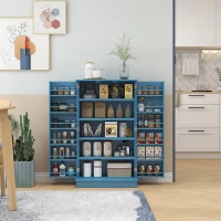 HOMCOM Freestanding Kitchen Pantry Cabinet, Kitchen Cabinet with 12 Door Shelves, Double Doors, 5-tier Shelving, Blue(m-11)