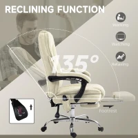 Vinsetto Massage Office Chair, Heated Reclining Computer Chair with Adjustable Height and Footrest, Beige(m-6)