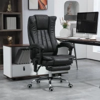 Vinsetto Massage Office Chair, 6 Points and Heat, Reclining Computer Chair with High Back, Adjustable Height and Footrest, Black(m-2)
