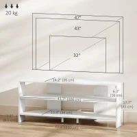 HOMCOM Corner TV Stand, Modern TV Table with 2 Open Shelves for 47 Inch TV, Entertainment Center for Living Room, White(m-3)
