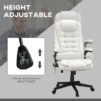 HOMCOM Massage Office Chair, Heated Reclining Computer Chair with 6 Vibration Points, Armrest and Remote, White(m-4)