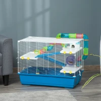 PawHut 31" Extra Large Hamster Cage with Tubes and Tunnels, 4 Tier Small Animal Cage with Portable Carry Handles, Rat Gerbil Cage with Water Bottle, Food Dish, Exercise Wheel(m-10)