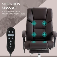 Vinsetto 6 Point Vibration Massage Office Chair with Heat, PU Leather Computer Chair with Adjustable Height Reclining Back, Brown(m-4)