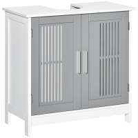kleankin Under Sink Pedestal Storage Bathroom Cabinet, Gray White