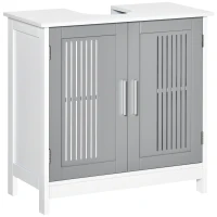 kleankin Under Sink Pedestal Storage Bathroom Cabinet, Gray White(m-1)