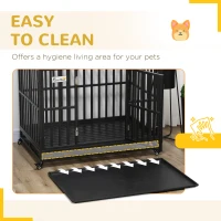 PawHut 44'' Strong Pet Dog Crate Mobility Cage w/ Playpen Metal & Removeable Tray(m-7)