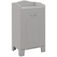 HOMCOM Tilt-out Laundry Storage Cabinet with Tabletop and Compartment Hamper, Gray(m-11)