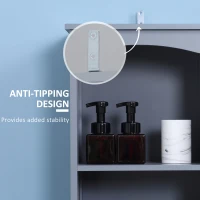HOMCOM Bathroom Storage Cabinet, Free Standing Bathroom Storage Unit, Tall Linen Tower with 3-Tier Shelves and Drawer, Grey(m-6)